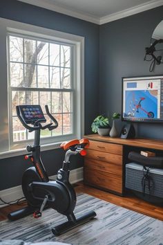 Peloton in Bedroom Ideas: Maximize Your Space! Exercise Bike In Bedroom, Peloton In Office Ideas, Peloton Office Combo, Peloton Bedroom Ideas, Peloton In Bedroom Ideas, Peloton In Bedroom, Treadmill In Bedroom Ideas, Treadmill In Bedroom, Home Office With Daybed