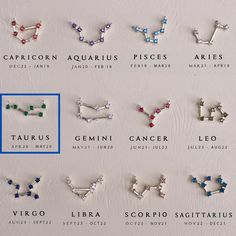 the zodiac signs are arranged in different colors and sizes, including one for each zodiac sign