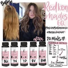 Formulas for brunettes for lives in color: @redken shades EQ 1. Ride or Dye Equal Parts- 5N + 7NB —I used this formula for most root… | Instagram Hair Levels, Hair Threading, Sweet Hairstyles, Hair Foils, Ash Brown Hair Color, Brown With Blonde Highlights