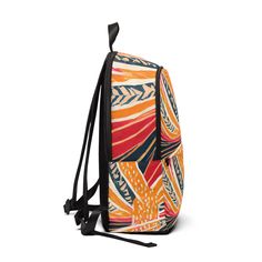 Fashion Backpack Waterproof Boho Abstract Vibrant Multicolor Pattern 81826. This fashion-forward backpack is crafted with trendy canvas and is designed to exude urban chic seamless style and functionality. Whether you're exploring the city streets, going to school, the gym, or jet-setting across the globe, this backpack caters to your every need with its sophisticated design and versatile features. From trendy accented style to modern minimalist touches, each this bag reflects impeccable craftsmanship and timeless appeal. This backpack offers something for every personality and occasion. Embrace the art of fashion with this must-have backpack bag that effortlessly combines practicality with high-end style. Made of 15.5 oz. Soft Nylon Lightweight and waterproof Adjustable shoulder straps Pe Trendy Waterproof Backpack For Outdoor, Modern Canvas Backpack, Casual Multicolor Softback Backpack, Casual Multicolor Backpack For Outdoor, Casual Orange Backpack, Casual Orange Standard Backpack, Casual Multicolor Backpack With Adjustable Straps, Trendy Waterproof Travel Backpack, Casual Waterproof Softback Backpack