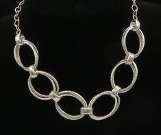 "925 Sterling Silver - Vintage Shiny Open Oval Link Chain Necklace - NE3731  Jewelry Type:         Necklace   Metal Type:            925 Silver  Metal Size:             20\" Length  1\" Height   Stone Type:            N/A  Condition:              N/A  Jewelry Weight:     30 Grams  PLEASE NOTE: THIS ITEM IS PRE-OWNED. ALTHOUGH MOST ITEMS ARE IN VERY GOOD CONDITION, SOME MAY NEED CLEANING AND/OR MINOR REPAIRS. WE MAKE A VERY STRONG EFFORT TO UPLOAD CLEAR PICTURES. PLEASE INSPECT ALL PICTURES AND ASK ALL QUESTIONS YOU MAY HAVE PRIOR TO MAKING A PURCHASE. NOT ALL STONES ARE GENUINE, SOME ARE ENHANCED OR CREATED." Oval Silver Chain Jewelry, Silver Oval Chain Necklace, Silver Oval Chain Jewelry, Oval Sterling Silver Chain Necklace, Oval Necklace With Sterling Silver Clasp, Sterling Silver Oval Link Chain Necklace For Anniversary, Silver Oval Link Necklace For Anniversary, Silver Oval Chain Necklace For Formal Occasions, Clear Pictures