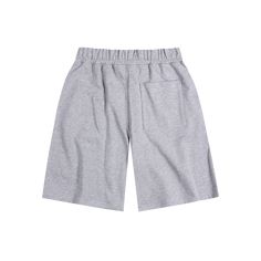 the grey shorts is made from cotton and has elastic waist