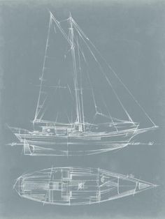 a drawing of a sailboat on the water