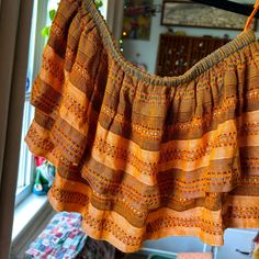 Nwt Free People Strapless Top Size Small But Can Fit Up To A Large Orange Cotton Crop Top For Beach, Orange Bohemian Crop Top For Spring, Summer Bohemian Orange Crop Top, Free People Tops, Color Orange, Strapless Top, Free People, Womens Tops, Crop Tops