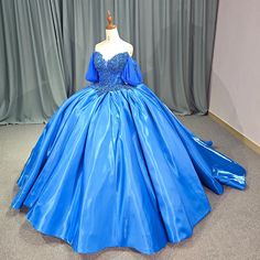 Beautiful Off-Shoulder Sweetheart Royal Blue Quinceañera Dress Blue Evening Dress With Sweetheart Neckline, Off-shoulder Ball Gown For Debutante Ball, Blue Sweetheart Neckline Ball Gown For Formal Occasions, Blue Ball Gown With Sweetheart Neckline For Formal Occasions, Blue Ball Gown With Sweetheart Neckline For Evening, Elegant Royal Blue Ball Gown With Fitted Bodice, Off-shoulder Ball Gown With Fitted Bodice, Elegant Blue Off Shoulder Dress For Prom Season, Blue Elegant Ball Gown For Quinceanera