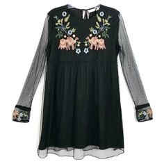 Nwt Zara Woman Plumetis Floral Embroidered Black Mesh Dress Size Xs. Floral And Camel Embroidery Throughout Mesh Fabric Throughout Fully Lined Tasseled Toe Closure In Back Size Small Nwt Bundle & Save Or Make An Offer! L4-5.5 Black Embroidered Dress For Summer, Black Summer Dresses With Intricate Embroidery, Zara Fitted Floral Embroidered Dress, Black Dress With Intricate Embroidery For Spring, Black Dresses With Intricate Embroidery For Spring, Zara Embroidered Dress For Party, Zara Embroidered Dresses For Party, Black Long Sleeve Embroidered Dress For Spring, Black Floral Embroidered Dress For Fall