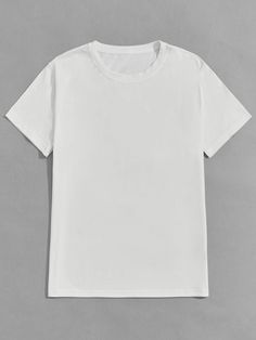 White Basics  Short Sleeve Cotton Plain  Embellished Slight Stretch Summer Men Tops Plan White Shirt, Plain Tshirt Outfit, Tshirt Polos, Plain White Tshirt, Tshirt Plain, Plain White Shirt, Plain White T Shirt, Tshirt Template, T Shirt Design Template