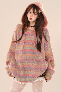 ❤︎ Color Bomb Gradient Stripe Hoodie Sweater❤︎
⚠This item will take about 15 days to ship. Apricot Sweater, Slouchy Style, Pink M, Striped Hoodie, Pink Sweater, Hoodie Sweater, Sweater Hoodie, Sweaters For Women, Pink