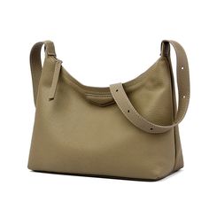 100% cowhide Large capacity Shoulder Bag Luxury Leather Khaki Bags, Luxury Khaki Leather Bag, Beige Rectangular Shoulder Bag With Smooth Grain, Solid Leather Bucket Bag With Large Capacity, Leather Bag With Smooth Grain, Beige Satchel Bag With Smooth Grain, Large Capacity Leather Pouch Shoulder Bag, Casual Leather Bag With Smooth Grain, Solid Color Tote Shoulder Bag With Smooth Grain