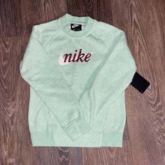 Nike Brand Light Green Heather, Pullover Sweatshirt, Kangaroo Front Pocket, Cotton Rayon Polyester Blend Girls Sweatshirt, Tops Nike, Nike Brand, Nikes Girl, Nike Green, Girl Sweatshirts, Kids Nike, Nike Shirts, Nike Tops