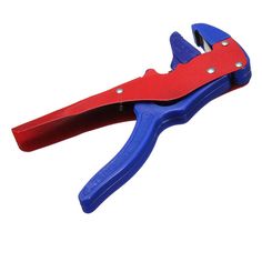 a pair of pliers with red and blue handles