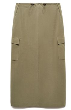 Clean lines and cargo pockets bring a casual-chic vibe to this long skirt that complements your workwear and weekend looks. 31 1/2" length (size Medium) Drawcord-toggle waist Cargo flap-patch pockets Unlined 100% polyester Machine wash, dry flat Imported Long Khaki Skirt, Cargo Midi Skirt, Weekend Looks, Utility Skirt, Khaki Skirt, Cargo Khaki, Rollerball Perfume, Fragrance Design, Khaki Green