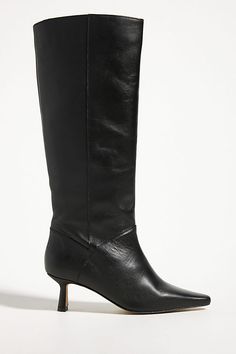 By Anthropologie Knee-High Pointed-Toe Boots Fall Knee Boots, Heel Boot Outfits, Shoe Closets, Pointed Boots, Kitten Heel Boots, Pointy Heels, Black High Boots, Shop Boots, Plastic Heels