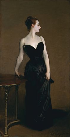 a painting of a woman in a black dress