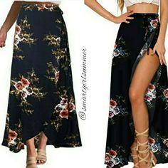 Boutique Item: New Navy Floral Boho Maxi Skirt. Polyester Material. Order Your Normal Size Boho Gypsy Western Hippie Coastal Farmhouse French Vintage Renaissance Victorian Beach Lace Christmas Yellowstone Holiday Shabby Chic Rustic Preppy Tropical Spell Anthropologie Coachella Festival Love And Lemons Free People Faux Fur Closet Details Please Read No Low-Ball Offers Shipping 1-4 Days No Exchanges Per Posh Bx 6 Summer High Waist Floral Print Skirt, Floral Print Wrap Skirt For Vacation, High Waist Summer Skirt With Floral Print, High Waist Floral Print Summer Skirt, Casual Floral Print Wrap Skirt For Vacation, Beach Asymmetrical Skirt With Floral Print, Vacation Skirt With Floral Print And Split, Floral Print Split Beach Bottoms, Floral Print Split Bottoms For Beach