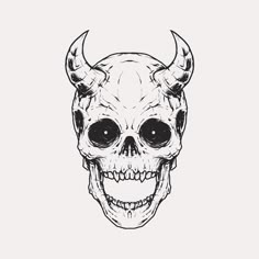 a skull with horns on it's head