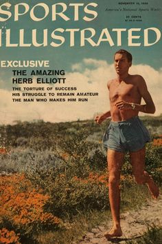 the cover of sports illustrated magazine shows a man running on a dirt path with wildflowers in the background