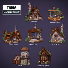 a bunch of different types of houses made out of legos