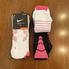 Nwt Nike Two Packages Of 2 Total 4 Pair Of Socks Total Performance Cushioned Football Socks Hot Pink White Identical Pairs Sz L M Packaging Has Small Wear Socks Brand New With No Defects Discount For Buying More More Look For My Other Nike Sock Listings I Have In 5 Other Color Combos Sporty Pink Sports Socks, Sporty Pink Socks For Sports, Comfortable Pink Knee-high Socks, Comfortable Knee-high Pink Socks, Pink Casual Sports Socks, Comfortable Stretch Pink Knee-high Socks, Pink Stretch Knee-high Socks, Pink Sports Socks, Pink Knee-high Sports Socks