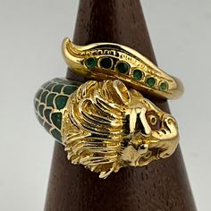 Vintage 18ct Gold Dragon Enamel Ring, UK Size J1/2, US Size 5, EU Size 49, Stamped 750, Front Max Width 15mm, Weight 6.82Grams, Lovely Condition Gold Dragon, Enamel Ring, Multi Stone, Multi Stone Ring, Stone Rings, Favorite Jewelry, Jewelry Rings, Gift Card, Etsy Accessories