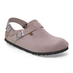 Tokio Suede Leather Faded Purple | BIRKENSTOCK Classic Suede Clogs With Buckle Closure, Leather Clogs With Suede Lining And Round Toe, Comfortable Leather Clogs With Suede Lining, Leather Clogs With Suede Lining And Closed Toe, Casual Suede Slingback Clogs, Birkenstock Tokio, Birkenstock Clogs, Two Strap Sandals, Suede Fashion