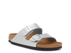 Birkenstock Arizona Sandal - Women's - Free Shipping | DSW Classic Double Strap Footbed Sandals For Spring, Classic Synthetic Footbed Sandals For Spring, Classic Flat Footbed Sandals For Spring, Classic Double Strap Footbed Sandals, Classic Footbed Sandals For Vacation In Spring, Classic Footbed Sandals For Spring Vacation, Classic Slide Footbed Sandals For Spring, Classic Spring Footbed Sandals For Vacation, Classic Spring Footbed Sandals With Textured Footbed