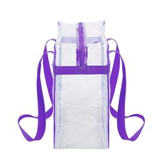 clear stadium bag purple Clear Pvc Bags For Daily Use, Daily Use Clear Pvc Bags, Clear Rectangular Bag With Zipper Closure, Purple Rectangular Bag With Clear Strap, Rectangular Clear Bag With Zipper Pouch, Clear Rectangular Bags With Zipper Pouch, Clear Rectangular Bag With Zipper Pouch, Nylon Bag With Clear Strap For Daily Use, Clear School Bags With Zipper Pouch