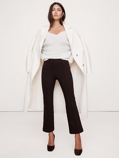 Crop Flare Everywhere Ponte Pant | Banana Republic Fall Winter Capsule Wardrobe, Flare Dress Pants, Cropped Flare Pants, Crop Flare, Flare Pant, Pant Trends, Winter Capsule Wardrobe, Winter Capsule, Ponte Pants