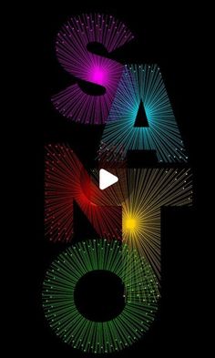 colorful fireworks are arranged in the shape of letters and numbers on a black background with an arrow