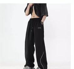 Hearujoy Parachute Sports Pants Joggers Men Korean Oversize Wide Leg Trousers Male Sportswear Casual Loose Streetwear Hip Hop       1Measurement In CM size Hips Length M 104 96 L 108 97 XL 112 98 2XL 116 99 3XL 120 100 Loose Streetwear, Korean Pants, Joggers Men, Zipper Shirt, Men Street Fashion, Streetwear Hip Hop, Korean Casual Outfits, Korean Casual, Casual Sportswear