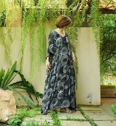 "A soft, comfy, printed light rayon maxi kaftan. A must have piece for this summer. Team this dress with sandal and a big tote to complete a casual chic, or wear it to a garden party, Sunday brunch and beach party. Material: printed light rayon Model is 161 cm. tall with 32\" bust, 28\" waist and 38\" hip Status: ready to ship weight: 315g Measurement: dress (approximately) Width: 43.5\" Bust: 65\" **can fit up to bust max 52\" Hip: 65\" **can fit up to bust max 52\" Length: 52.5\" PLEASE PROVID Casual Printed Tunic Maxi Dress, Relaxed Fit Loose Dress For Vacation, Printed Oversized Maxi Dress, Oversized Printed Maxi Dress, Casual Loose Maxi Dress For Vacation, Casual Oversized Maxi Dress For Beach Season, Flowy Loose Maxi Dress For Vacation, Relaxed Fit Loose Beach Dress, Black Relaxed Fit V-neck Maxi Dress