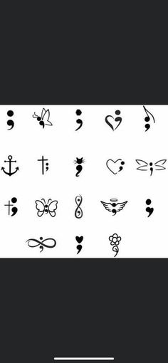 the font and symbols used for tattoos are arranged in different styles, shapes, and sizes