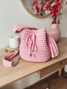 Hi! I'm MIA - unique heartmade bag! I'm created by hand for several hours. You can choose the color of the rope from which I'm made. What's more, you can choose the color of the lining and metal hardware. Only premium materials are used to make me.  I look good for casual and elegant outfits. I will catch the eye of many people. I'm truly original and well-made bags! You get in your package: Handbag, long braided/chain strap (approx 100cm), short braided strap (approx 40cm) and pendent. Premium Pink Crochet Bucket Bag With Adjustable Strap, Pink Shoulder Bucket Bag With Braided Handles, Bucket Straw Bag With Adjustable Strap As Gift, Crochet Bucket Bag For Shopping, Handmade Pink Bucket Bag, Casual Handmade Pink Bucket Bag, Trendy Crochet Bucket Bag With Braided Handles, Handmade Pink Bucket Shoulder Bag, Pink Handmade Bucket Shoulder Bag