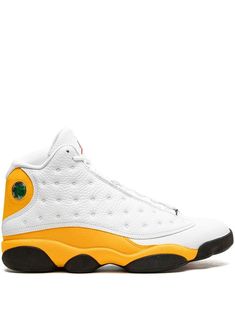 yellow/white leather suede round toe front lace-up fastening signature Jumpman motif ankle-length branded insole rubber sole These styles are supplied by a premium sneaker marketplace. Stocking only the most sought-after footwear, they source and curate some of the most hard to find sneakers from around the world. Air Jordan 13 Retro, Jordan 13 Retro, Jordan Air, Jordan 13, Retro Sneakers, Saucony Sneaker, Jordan Shoes, Nike Air Jordan, Sneakers White