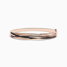 14K Rose Gold Black, Espresso and White Diamond Bangle Rose Gold Bracelet For Evening Wear, Rose Gold Bracelet Jewelry For Evening, Rose Gold Bangle For Evening, Elegant Rose Gold Bracelets For Evening, Rose Gold Bangle Bracelet For Evening, Elegant Black Bangle For Evening, Elegant Black Evening Bangle, Effy Jewelry, Diamond Bangle