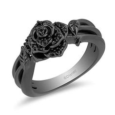 Enchanted Disney, Enchanted Disney Fine Jewelry, Disney Fine Jewelry, Unique Diamond Rings, Rose Ring, Disney Jewelry, Jewelry Sterling Silver, Unique Diamonds, Black Rhodium