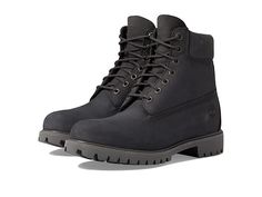 Timberland 6 Inch Premium Boot - Men's Boots : Dark Grey Nubuck : Take on the busy workday while keeping your feet dry and comfortable in the Timberland 6 Inch Premium Boot. Tradtitional lace-up closure offers a secure fit. Premium full-grain and nubuck leather upper. Round toe silhouette. Padded collar for a comfortable fit around the ankle. 400 grams of PrimaLoft insulation. ReBOTL fabric lining containing at least 50% recycled plastic. Anti-fatigue removable footbed. Seam-sealed waterproof co Classic Lace-up Boots For Outdoor Activities, Classic Lace-up Slip-resistant Boots, Classic Waterproof High-top Lace-up Boots, Classic Waterproof Lace-up Work Boots, Classic Lace-up Waterproof Boots For Outdoor Activities, Classic Waterproof Lace-up Boots For Outdoor Activities, Classic Lace-up Waterproof Boots For Outdoor, Classic Lace-up Work Boots For Outdoor Activities, Classic Lace-up Work Boots For Outdoor