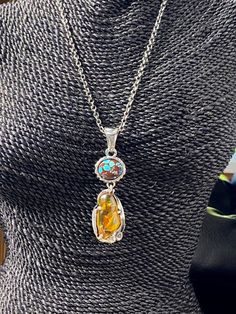 "Artisan Turquoise with Baltic Amber pendant Hand-made Sterling Silver 925 Stones used: Prince Turquoise, Baltic Amber, Amethyst Height - 3 1/4\" (with bail), Width - 1\" Height -85mm (with bail), Width - 26mm Unique Handcrafted One-of a-kind Design Pendant Each Piece of Jewelry in my Collection is Absolutely One of a Kind! When you start wearing a piece of my jewelry you will fall in love with it more and more each day and feel that good Energy and Love that I pass into it while creating this p Handmade Unique Teardrop Turquoise Necklace, Unique Handmade Teardrop Turquoise Necklace, Southwestern Gemstone Jewelry Gift, Southwestern Style Gemstone Jewelry For Gift, Southwestern Gemstone Jewelry For Gifts, Southwestern Gemstone Jewelry For Gift, Artisan Turquoise Necklace With Round Pendant, Unique Handmade Turquoise Teardrop Necklace, Unique Round Turquoise Necklace As Gift