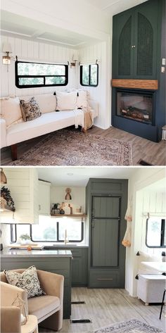 the interior and exterior of a mobile home