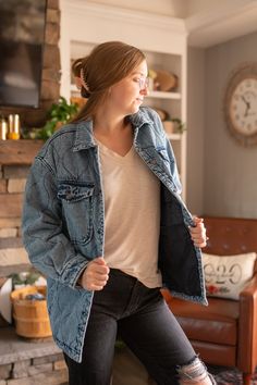 Our Vintage Denim Shacket is the perfect blend of style and function. An eye-catching washed quilted jacket with flap and side pockets means you can look great while carrying what you need. While staying warm with a lined inside layer. Perfect for any adventure! True to size with a slight oversized feel. Utility Outerwear With Multiple Pockets In Dark Wash, Casual Denim Outerwear With Side Pockets, Winter Denim Shacket With Pockets, Denim Button-up Outerwear With Multiple Pockets, Medium Wash Utility Outerwear For Winter, Dark Wash Cotton Outerwear With Multiple Pockets, Winter Utility Outerwear In Medium Wash, Casual Quilted Jacket With Pockets, Cotton Outerwear With Multiple Pockets In Dark Wash