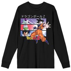 Defend Earth against evil with this men's Dragon Ball Z tee. Defend Earth against evil with this men's Dragon Ball Z tee.  Crewneck Long sleevesFABRIC & CARE Cotton Machine wash Imported Size: M. Color: Black. Gender: male. Age Group: adult. Pattern: Graphic. Band Merch Long Sleeve T-shirt With Character Print, Long Sleeve Character Print T-shirt For Streetwear, Long Sleeve T-shirt With Character Print For Streetwear, Black Long Sleeve Shirt With Character Print, Long Sleeve Shirt With Character Print For Streetwear, Pop Culture Long Sleeve T-shirt For Fan Conventions, Long Sleeve Fan Apparel T-shirt With Character Print, Fan Apparel Long Sleeve T-shirt With Character Print, Character Print Long Sleeve Shirt For Fans