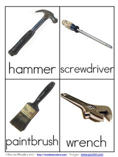 four different types of hammers and screwdrivers