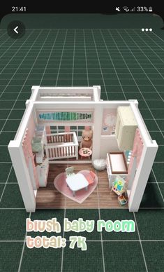 a small doll house is shown with the words bush baby room