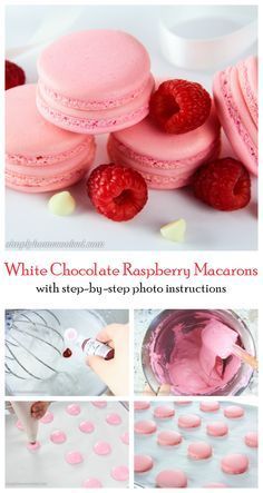 white chocolate raspberry macaroons with step - by - step photo instructions