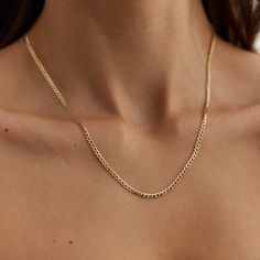 14K Real Gold 2.4 mm Curb Chain Necklace,Cuban Link Chain,Layering Jewelry,Choker,Christmas Gift for Her Timeless Classic Model For Woman Materials & Specifications: - 14K yellow gold - Chain width is 2.4mm - Chain is hollow - Spring ring clasp closure - The size worn on the model is 44cm (17.3in) Available in 6 different chain lengths: 42 cm (16.5 in) 43 cm (16.9 in) 44 cm (17.3 in) 45cm (17.7 in) 46cm (18 in) 47cm (18.5 in) 48cm (19in) 49cm (19.3 in) 50cm (19.7in) 55cm (21.6in) For different l Yellow Gold Delicate Chain Cuban Link Necklace, Minimalist Yellow Gold Curb Chain Necklace, Elegant Yellow Gold Curb Chain Necklace, Gold-tone Curb Chain Necklace, Yellow Gold Curb Chain Choker, Gold Chain Women, Chain Layering, Layering Jewelry, Curb Chain Necklace