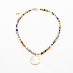 Colorful Saint Benedict Necklace I MCHARMS Beaded Mother Of Pearl Round Necklaces, Beaded Mother Of Pearl Necklace With Round Beads, Mother Of Pearl Beaded Necklaces With Polished Round Beads, Multicolor Beaded Mother Of Pearl Necklace, Beaded Shell Necklace With Mother Of Pearl Round Beads, Beaded Shell Necklace With Round Mother Of Pearl Beads, Beaded Mother Of Pearl Shell Necklace With Round Beads, Gift Mother Of Pearl Beaded Necklaces With Polished Beads, Beaded Pearl Necklace With Round Mother Of Pearl Beads