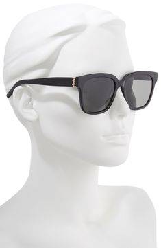 Raised logo emblems brand the temples of Italian-crafted sunglasses with full sun protection. Style Name:Saint Laurent 54mm Square Sunglasses. Style Number: 5682970_2. Black Square Sunglasses, Subtle Cat Eye, Italian Sunglasses, Versace Style, Black Sunglasses Square, Flat Top Sunglasses, Chic Sunglasses, Black Cat Eye Sunglasses, Diff Eyewear