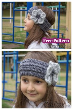 Headband with Flower Free Knitting Pattern Headband Patterns Free, Knitting Pattern For Headband, Knitted Headband Free Pattern Kids, Childs Knitted Headband Free Pattern, Knitted Kids Headband Free Pattern, Knitted Headbands For Kids, Kids Knitted Hats Patterns Free, Knitted Baby Headband Pattern Free Head Bands, Toddler Headbands Knitted