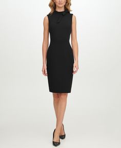 in stock Wear To Work Dress, Black Sheath Dress, Review Dresses, Exposed Zipper, Calvin Klein Dress, Calvin Klein Woman, Calvin Klein Dresses, Crepe Dress, Petite Dresses