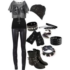 Edgy Studded Biker Jacket For Alternative Fashion, Black Rocker Style Pants For Cosplay, Black Rocker Style Leather Pants For Alternative Fashion, Punk Rock Fashion Women, Gothic Studded Biker Jacket For Winter, Black Fitted Punk Leather Pants, Biker Girl Outfits, Goth Outfit